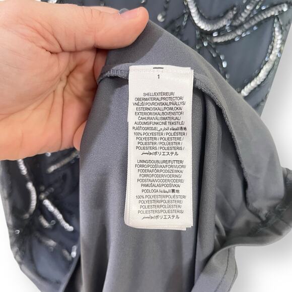 NEW Adrianna Papell Beaded Gown Dusty Blue Womens Size 4 Sequin Formal Wedding - Picture 8 of 13